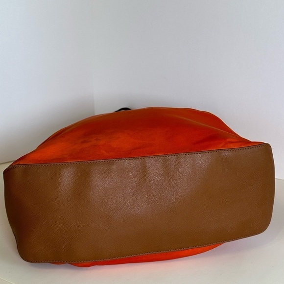 Michael Kors Autumn Orange Nylon Tote with Brown Leather Trim & Gold Hardware - Picture 12 of 15